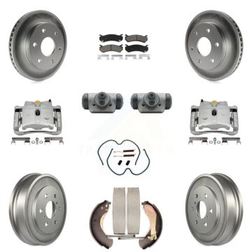 Front Rear Brake Caliper Coated Rotor Drum Ceramic Pad Shoe Cylinder Kit (11Pc) For 1500 KCG-100377C