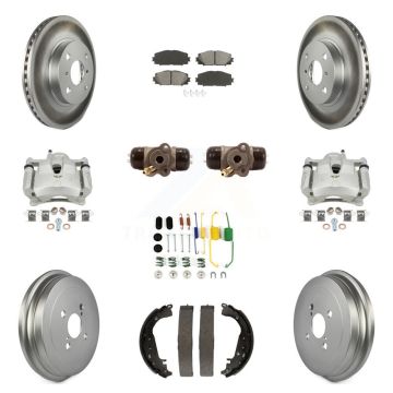 Front Rear Brake Caliper Coat Rotor Drum Semi-Metallic Pad Shoes Cylinder Kit (11Pc) For KCG-100377S