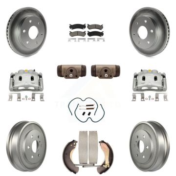 Front Rear Disc Brake Caliper Coated Rotor Drum Ceramic Pad Shoe Cylinder Kit (11Pc) For KCG-100378C