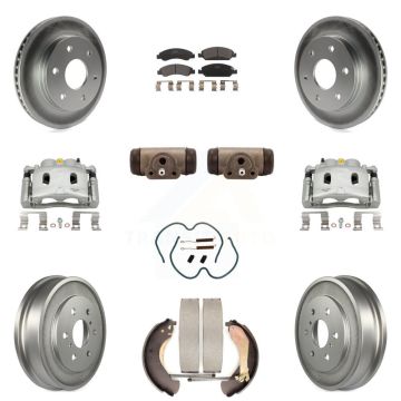 Front Rear Disc Brake Caliper Coated Rotor Drum Ceramic Pad Shoe Cylinder Kit (11Pc) For KCG-100378T