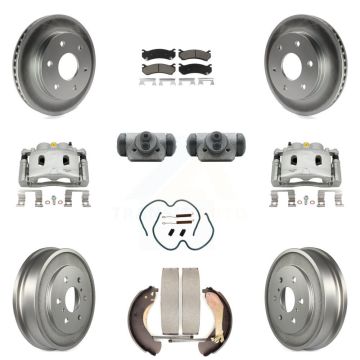 Front Rear Disc Brake Caliper Coated Rotor Drum Ceramic Pad Shoe Cylinder Kit (11Pc) For KCG-100379C
