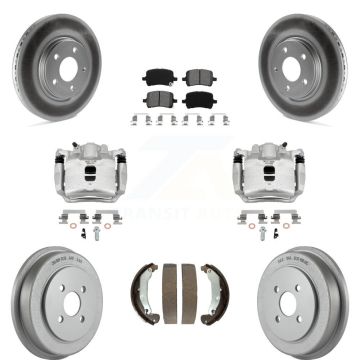 Front Rear Brake Caliper Coat Rotor Drum Semi-Metallic Pad Kit (8Pc) For Pontiac Pursuit KCG-100379S