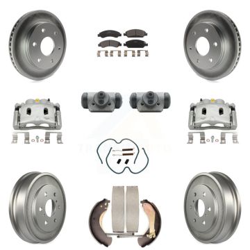 Front Rear Disc Brake Caliper Coated Rotor Drum Ceramic Pad Shoe Cylinder Kit (11Pc) For KCG-100379T