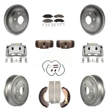 Front Rear Disc Brake Caliper Coated Rotor Drum Ceramic Pad Shoe Cylinder Kit (11Pc) For KCG-100380C