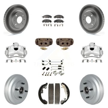Front Rear Disc Brake Caliper Coated Rotor Drum Ceramic Pad Shoe Cylinder Kit (11Pc) For KCG-100380T