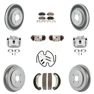 Front Rear Brake Caliper Coat Rotor Drum Semi-Metallic Pad Shoes Cylinder Kit (11Pc) For KCG-100382P