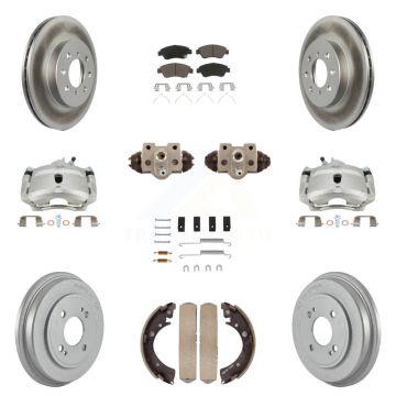 Front Rear Disc Brake Caliper Coated Rotor Drum Ceramic Pad Shoe Cylinder Kit (11Pc) For KCG-100387C
