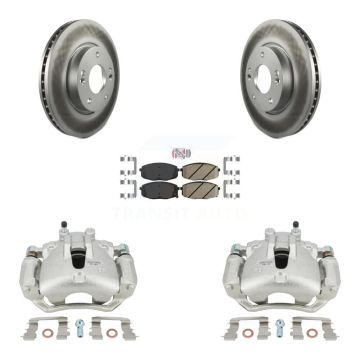 Front Disc Brake Caliper Coated Rotors And Ceramic Pads Kit For Hyundai Elantra KCG-100387N