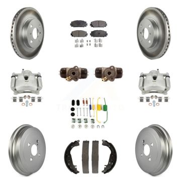 Front Rear Brake Caliper Coat Rotor Drum Semi-Metallic Pad Shoes Cylinder Kit (11Pc) For KCG-100387P