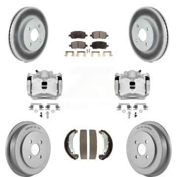 Front Rear Brake Caliper Coat Rotors Drum Ceramic Pad Kit (8Pc) For Saturn Ion Chevrolet KCG-100389T