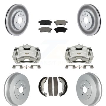 Front Rear Brake Caliper Coat Rotor Drum Semi-Metallic Pad Kit (8Pc) For Chevrolet Cruze KCG-100391S