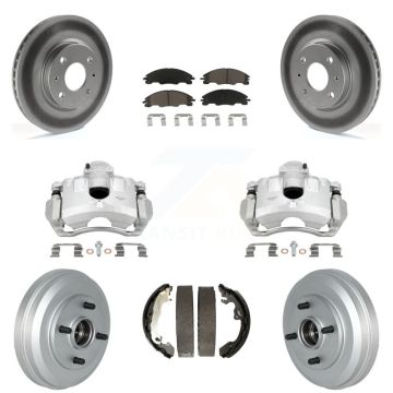 Front Rear Disc Brake Caliper Coated Rotors Drums Ceramic Pads Kit (8Pc) For Ford Focus KCG-100394C