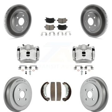 Front Rear Brake Caliper Coat Rotors Drum Ceramic Pad Kit (8Pc) For Pontiac Pursuit 2.2L KCG-100396C