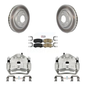 Front Disc Brake Caliper Coated Rotors And Ceramic Pads Kit For Hyundai Elantra KCG-100396N