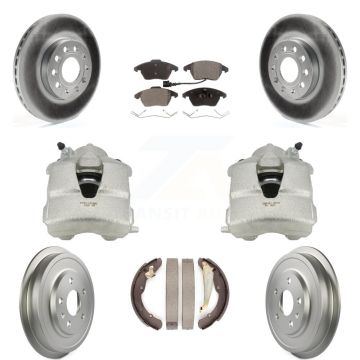 Front Rear Disc Brake Caliper Coat Rotor Drum Ceramic Pad Kit (8Pc) For Volkswagen Jetta KCG-100396T