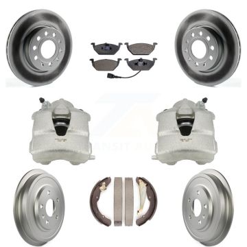 Front Rear Disc Brake Caliper Coat Rotor Drum Ceramic Pad Kit (8Pc) For Volkswagen Jetta KCG-100397T