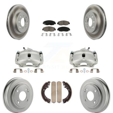 Front Rear Brake Caliper Coat Rotors Drum Ceramic Pad Kit (8Pc) For Honda Civic Acura EL KCG-100399C