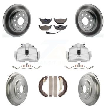Front Rear Disc Brake Caliper Coat Rotor Drum Ceramic Pad Kit (8Pc) For Volkswagen Jetta KCG-100399T