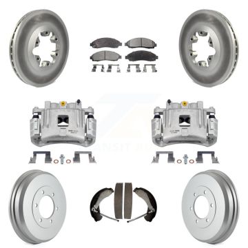 Front Rear Brake Caliper Coated Rotors Drum Ceramic Pad Kit (8Pc) For Chevrolet Colorado KCG-100400T