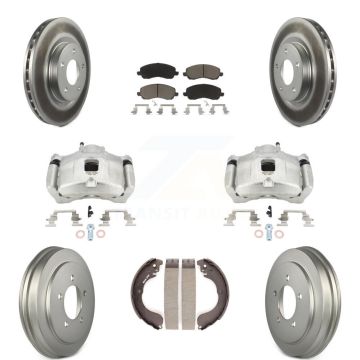 Front Rear Brake Caliper Coat Rotors Drum Ceramic Pad Kit (8Pc) For Jeep Patriot Compass KCG-100403C