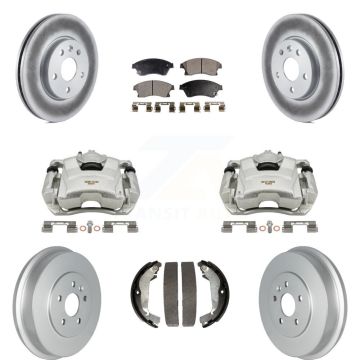 Front Rear Disc Brake Caliper Coat Rotors Drum Ceramic Pad Kit (8Pc) For Chevrolet Cruze KCG-100403T