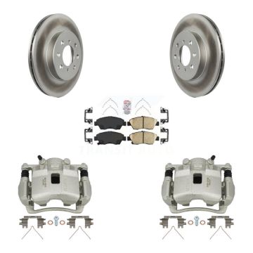 Front Brake Caliper Coat Rotor & Ceramic Pad Kit For 04-05 Honda Civic With 4 Lug Wheels KCG-100404N