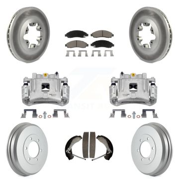 Front Rear Brake Caliper Coated Rotors Drum Ceramic Pad Kit (8Pc) For Chevrolet Colorado KCG-100405C