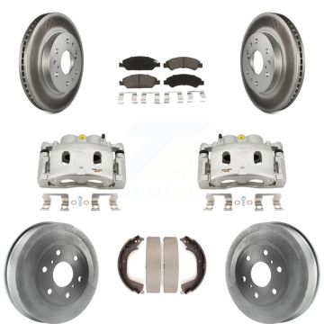 Front Rear Disc Brake Caliper Coat Rotors Drum Ceramic Pad Kit (8Pc) For GMC Sierra 1500 KCG-100407C