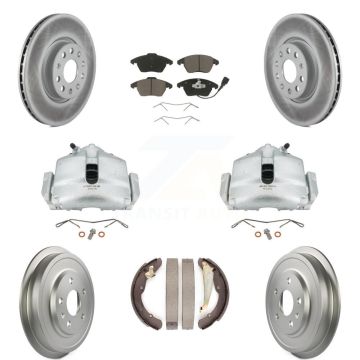 Front Rear Disc Brake Caliper Coat Rotor Drum Ceramic Pad Kit (8Pc) For Volkswagen Jetta KCG-100408C