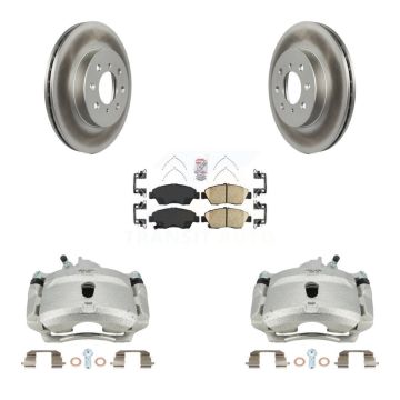 Front Brake Caliper Coat Rotor & Ceramic Pad Kit For 04-05 Honda Civic With 4 Lug Wheels KCG-100408N