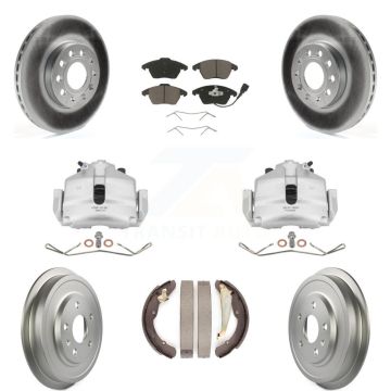 Front Rear Disc Brake Caliper Coat Rotor Drum Ceramic Pad Kit (8Pc) For Volkswagen Jetta KCG-100409C