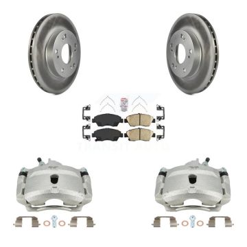 Front Brake Caliper Coat Rotor & Ceramic Pad Kit For 04-05 Honda Civic With 5 Lug Wheels KCG-100409N