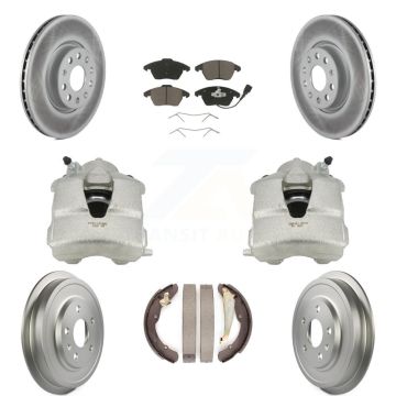 Front Rear Disc Brake Caliper Coat Rotor Drum Ceramic Pad Kit (8Pc) For Volkswagen Jetta KCG-100410C