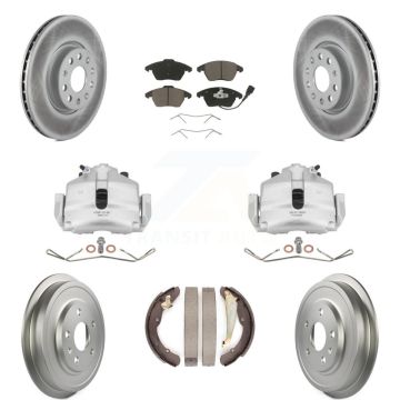 Front Rear Disc Brake Caliper Coat Rotor Drum Ceramic Pad Kit (8Pc) For Volkswagen Jetta KCG-100411C