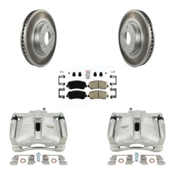 Front Disc Brake Caliper Coated Rotors And Ceramic Pads Kit For 2013-2015 Mazda CX-5 KCG-100411N