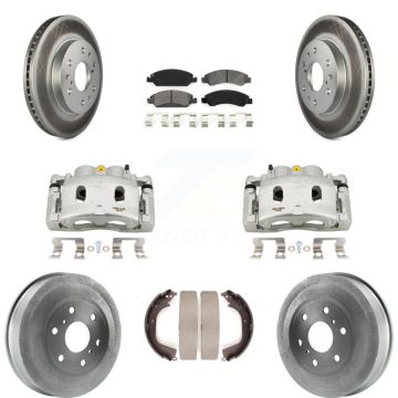 Front Rear Brake Caliper Coat Rotor Drum Semi-Metallic Pad Kit (8Pc) For GMC Sierra 1500 KCG-100411S