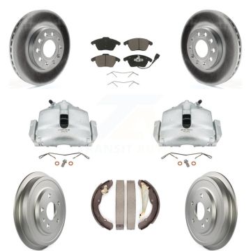 Front Rear Disc Brake Caliper Coat Rotor Drum Ceramic Pad Kit (8Pc) For Volkswagen Jetta KCG-100412C