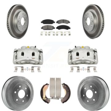 Front Rear Brake Caliper Coat Rotors Drum Semi-Metallic Pad Kit (8Pc) For Chevrolet 1500 KCG-100412S