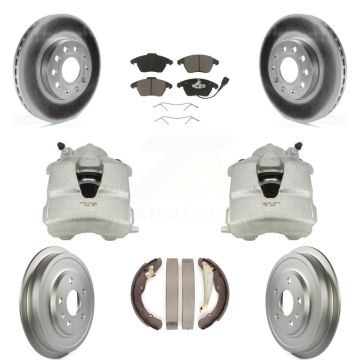 Front Rear Disc Brake Caliper Coat Rotor Drum Ceramic Pad Kit (8Pc) For Volkswagen Jetta KCG-100413C