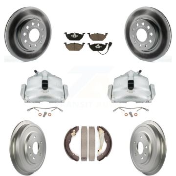 Front Rear Disc Brake Caliper Coat Rotor Drum Ceramic Pad Kit (8Pc) For Volkswagen Jetta KCG-100414C
