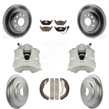 Front Rear Disc Brake Caliper Coat Rotor Drum Ceramic Pad Kit (8Pc) For Volkswagen Jetta KCG-100415C