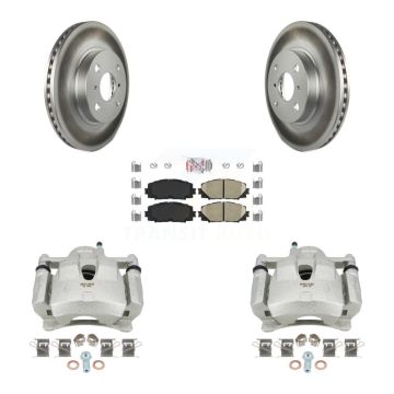 Front Disc Brake Caliper Coated Rotors And Ceramic Pads Kit For Toyota Yaris KCG-100416N