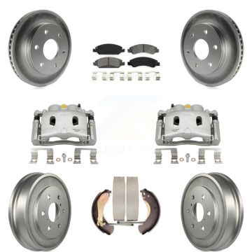Front Rear Brake Caliper Coat Rotor Drum Semi-Metallic Pad Kit (8Pc) For GMC Sierra 1500 KCG-100419S