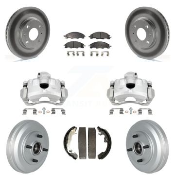 Front Rear Disc Brake Caliper Coated Rotors Drums Ceramic Pads Kit (8Pc) For Ford Focus KCG-100420T