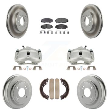 Front Rear Brake Caliper Coat Rotors Drum Ceramic Pad Kit (8Pc) For Honda Civic Acura EL KCG-100422T