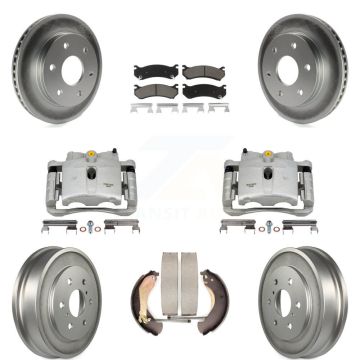 Front Rear Brake Caliper Coated Rotors Drum Ceramic Pad Kit (8Pc) For Chevrolet GMC 1500 KCG-100423C