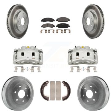 Front Rear Disc Brake Caliper Coat Rotors Drum Ceramic Pad Kit (8Pc) For GMC Sierra 1500 KCG-100423T