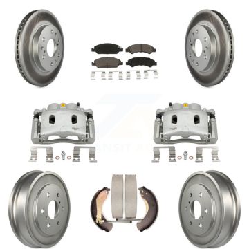 Front Rear Brake Caliper Coated Rotors Drum Ceramic Pad Kit (8Pc) For Chevrolet GMC 1500 KCG-100424C