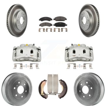 Front Rear Brake Caliper Coated Rotor Drum Ceramic Pad Kit (8Pc) For Chevrolet Silverado KCG-100424T
