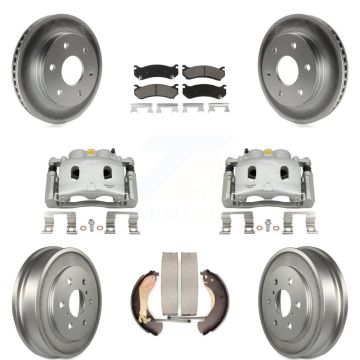 Front Rear Disc Brake Caliper Coated Rotors Drums Ceramic Pads Kit (8Pc) For KCG-100425C